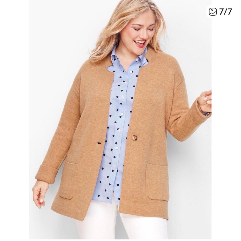 Talbots Lambswool  Cardigan Sweater with Button and Pockets Size Petite Small